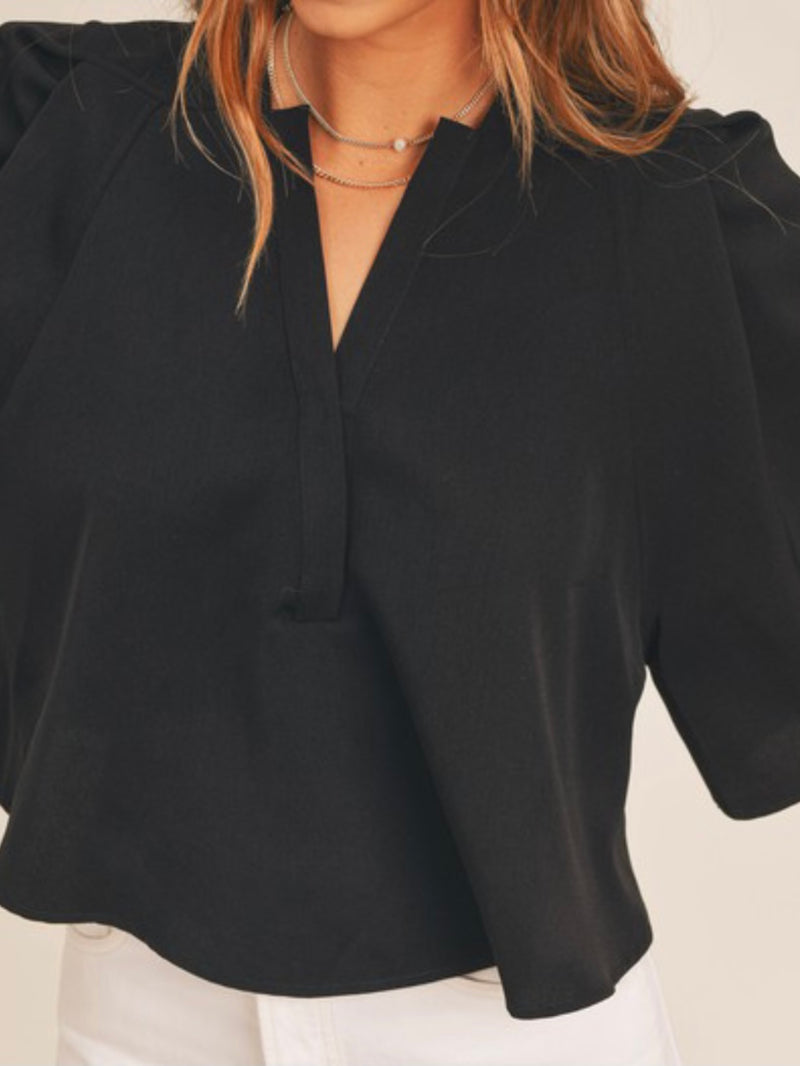 Black V Neck Cape Top