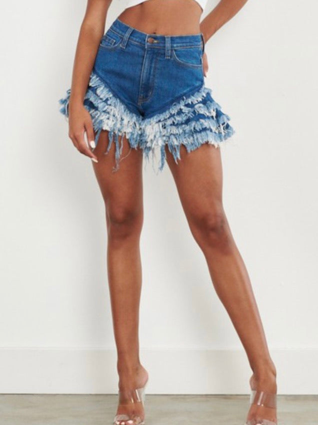 Ruffled Denim Short