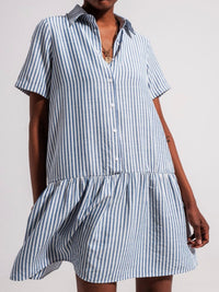 Blue Striped Drop Waist Dress