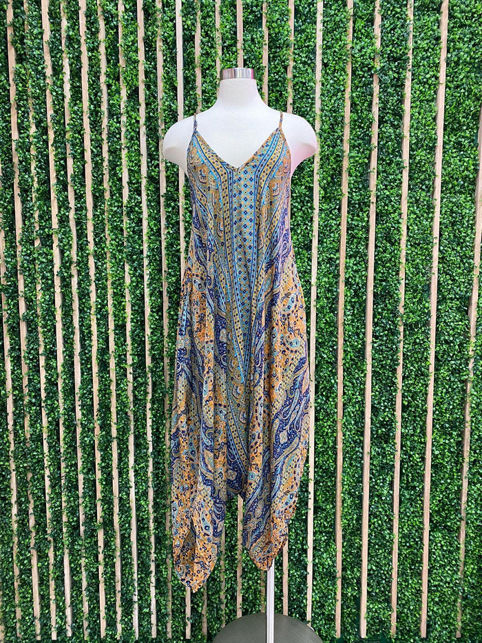 Rust Multi Print Midi Harem Jumpsuit