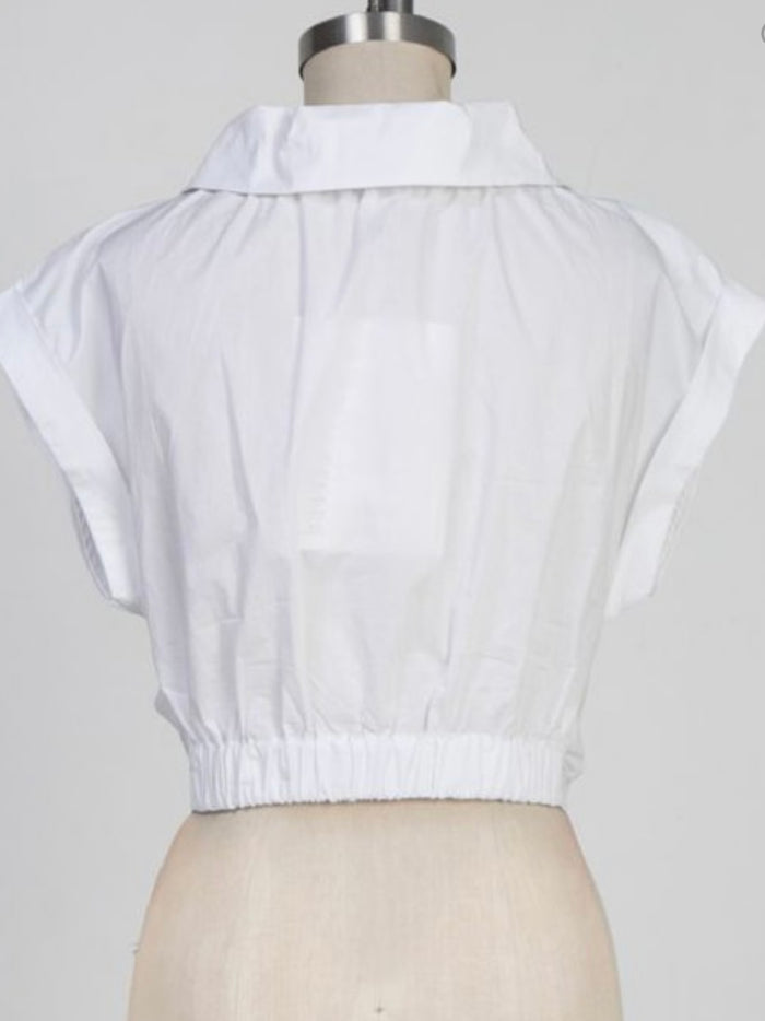 Linen White Crossed Top