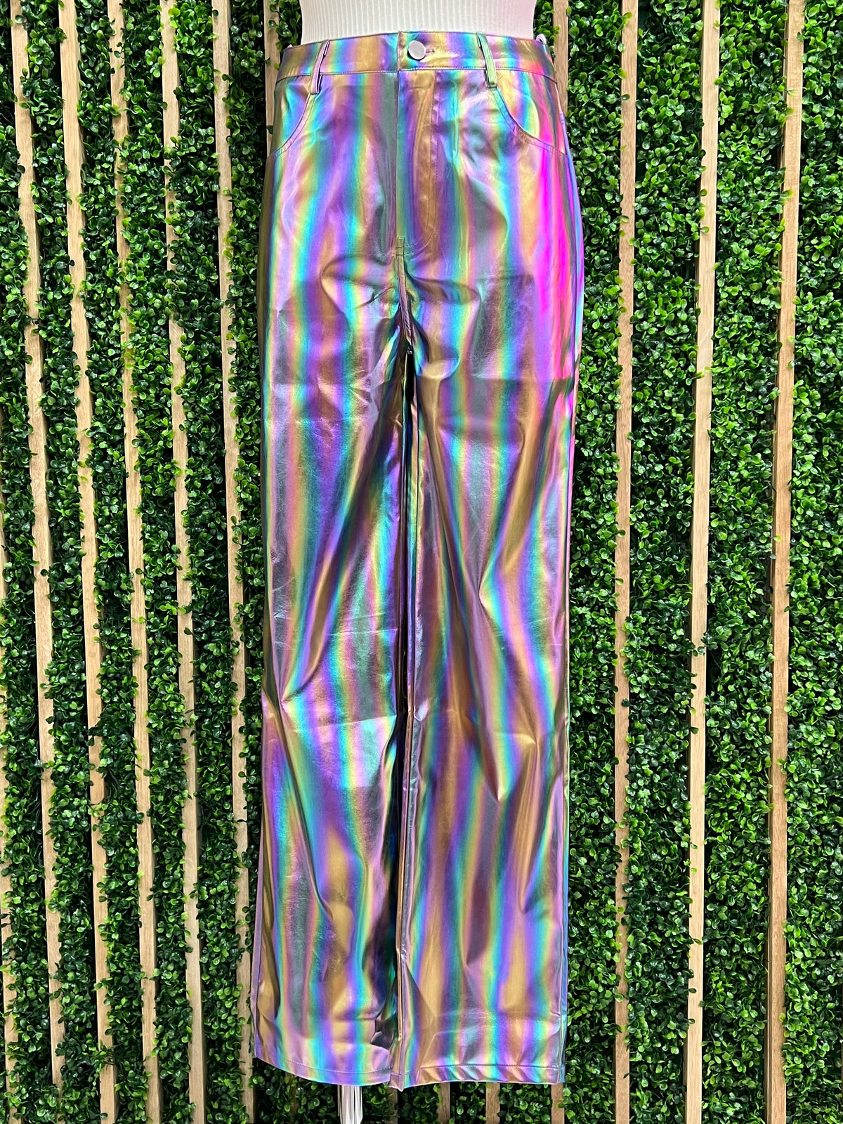 Metallic Rainbow Pleather Pants