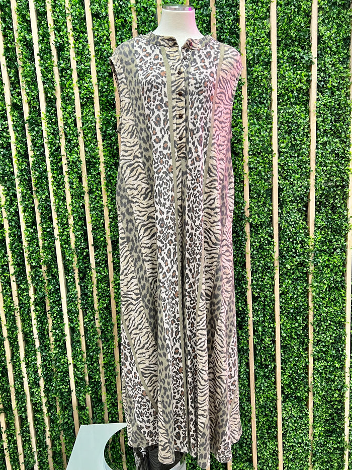 Animal Print Mix Wide Leg Jumpsuit