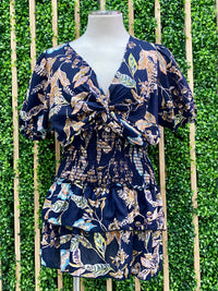 Navy Floral Crop Top