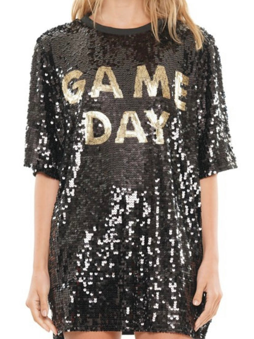 Game Day Sequin Shirt Dress