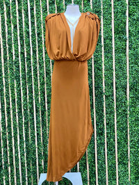 Cognac Open Back Maxi Dress