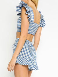 Blue Plaid Short Pant Set