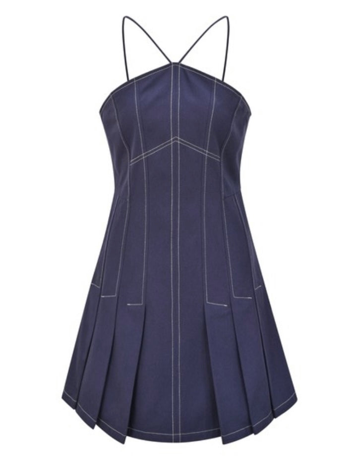 Exquisite Halter Stitch Detail Short Dress