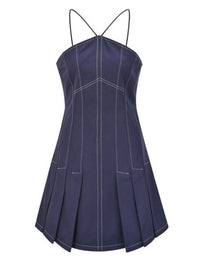 Exquisite Halter Stitch Detail Short Dress