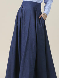 Denim High Waist Maxi Skirt