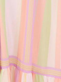 Ivory Peach Lilac Striped Maxi Dress