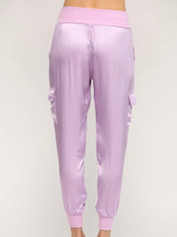 Lavender Satin Cargo Jogger