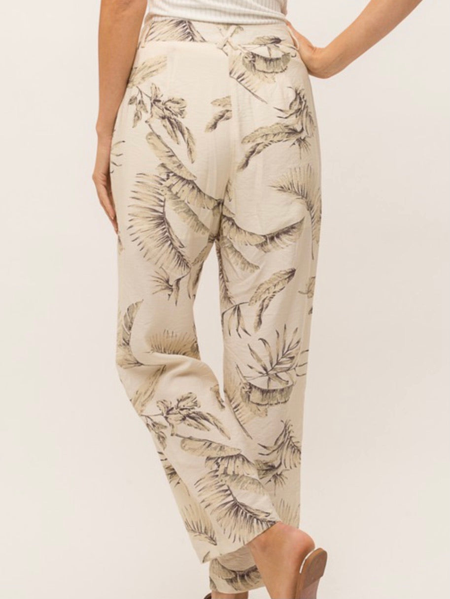 Tropical Print Straight Leg Pant Set