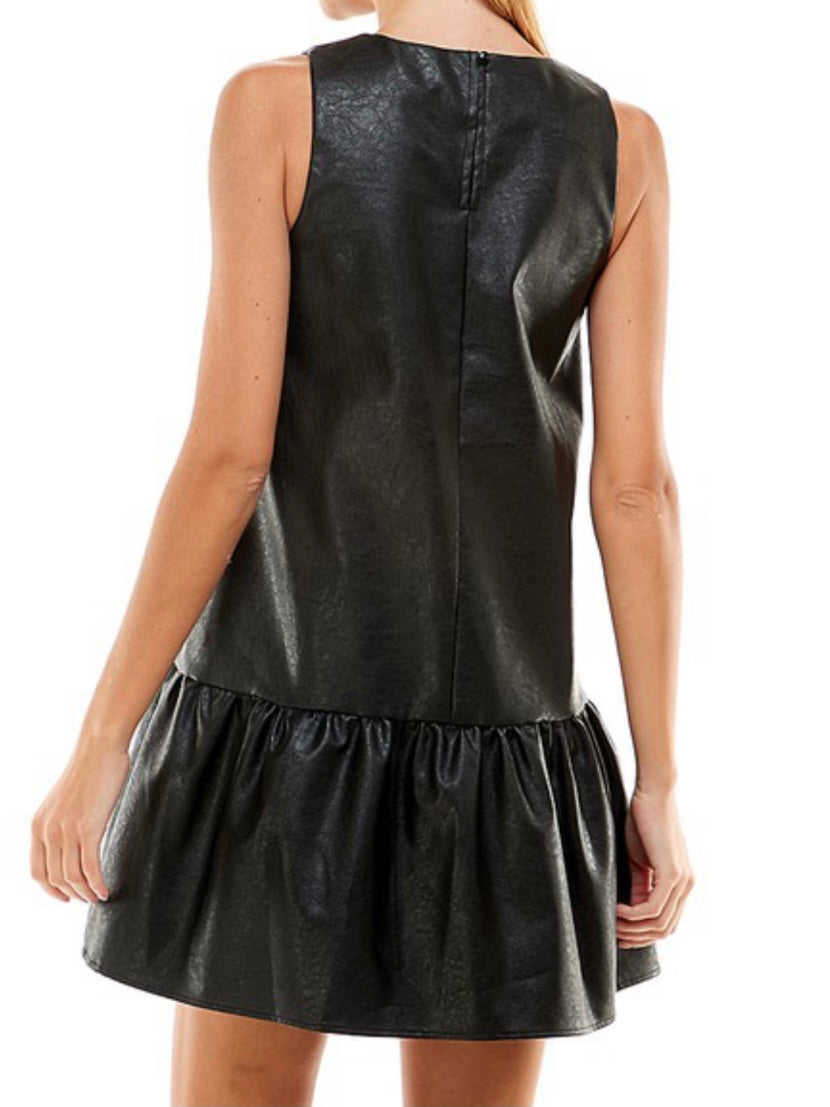 Pleather Drop Waist Dress