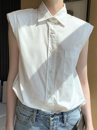 Padded Button Down Blouse