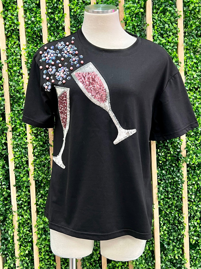 Sequin Champagne at SHoulder Tee