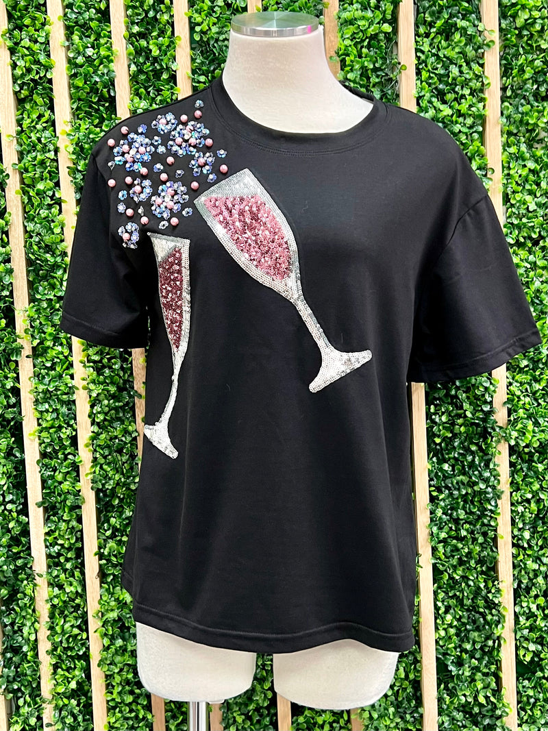 Sequin Champagne at SHoulder Tee