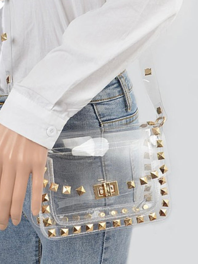 Clear Studded Crossbody Bag