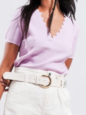Lilac Scalloped Neck Top
