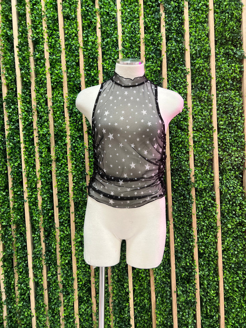 Mesh Star Print Top