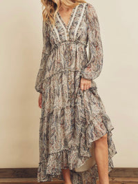 Ivory Blue Paisley Maxi Dress