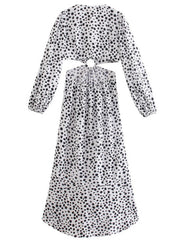 White Polka Dot Cutout Midi Dress