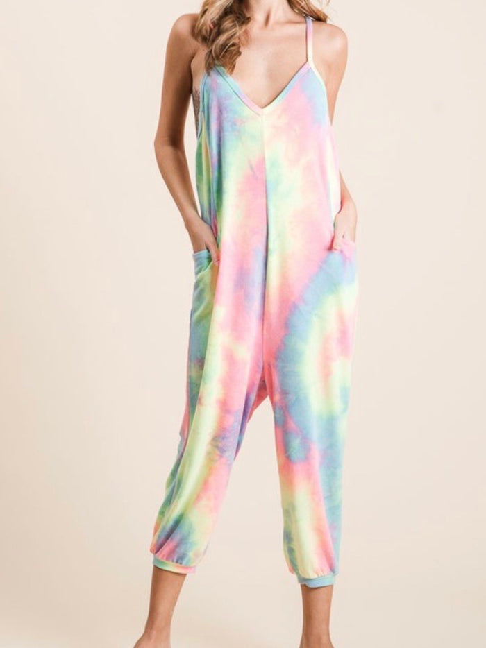Bright Pastel Tie Dye Loose Fit Jumpsuit