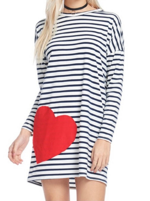 Striped Heart Shift Dress