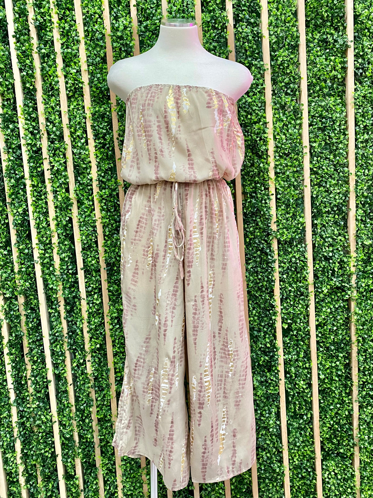 Gold Detail Strapless Jumpsuit