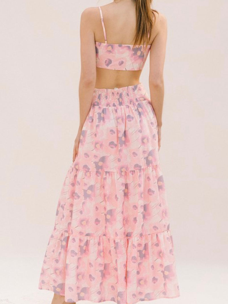 Tie Dye Floral Maxi Skirt
