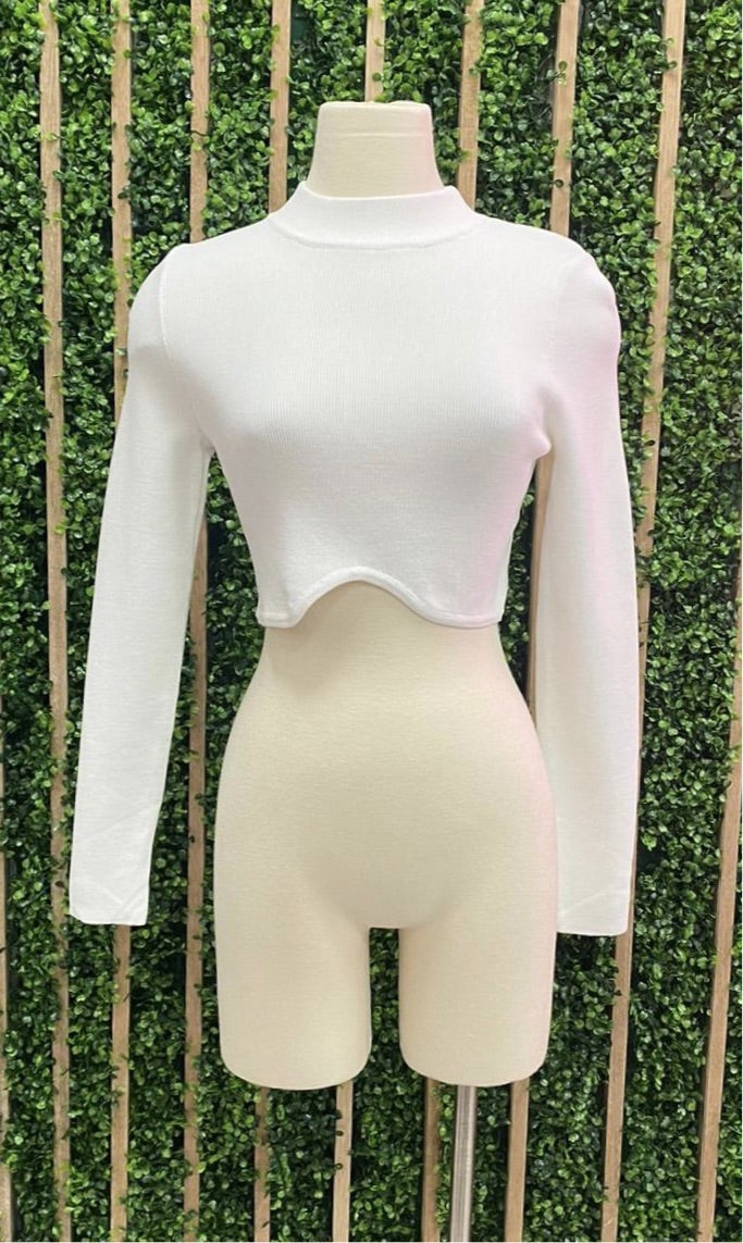 Cropped Mock Neck Top