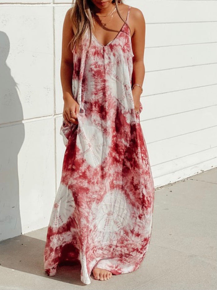 Wine Tie Dye Maxi Dress