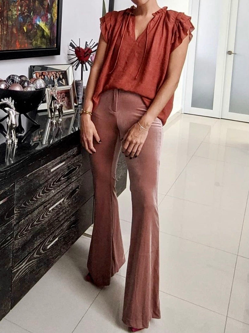 Mauve Velvet Bell Bottoms