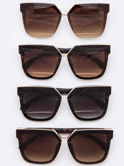Metal Trim Oversized Squared Sunglasses