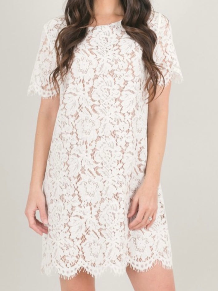 White Lace Shift Dress