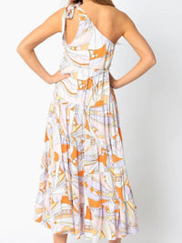 Orange Detail One Shoulder Midi Dress