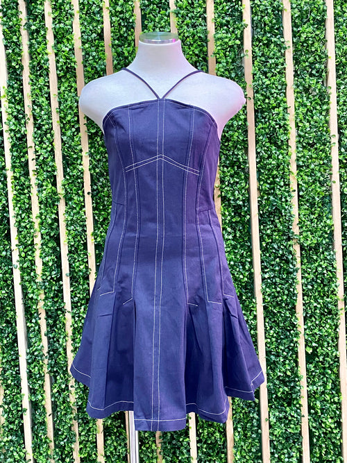 Exquisite Halter Stitch Detail Short Dress