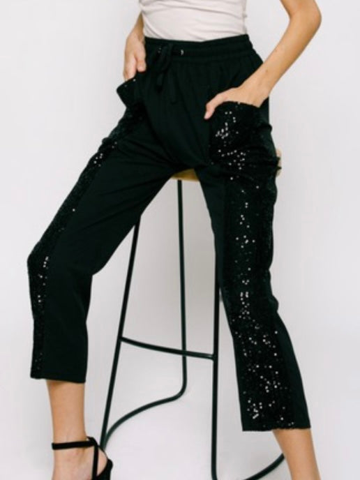 Side Sequin Panel Pant