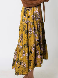 Olive Floral Midi Skirt