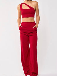 Cutout One Shoulder Pant Set