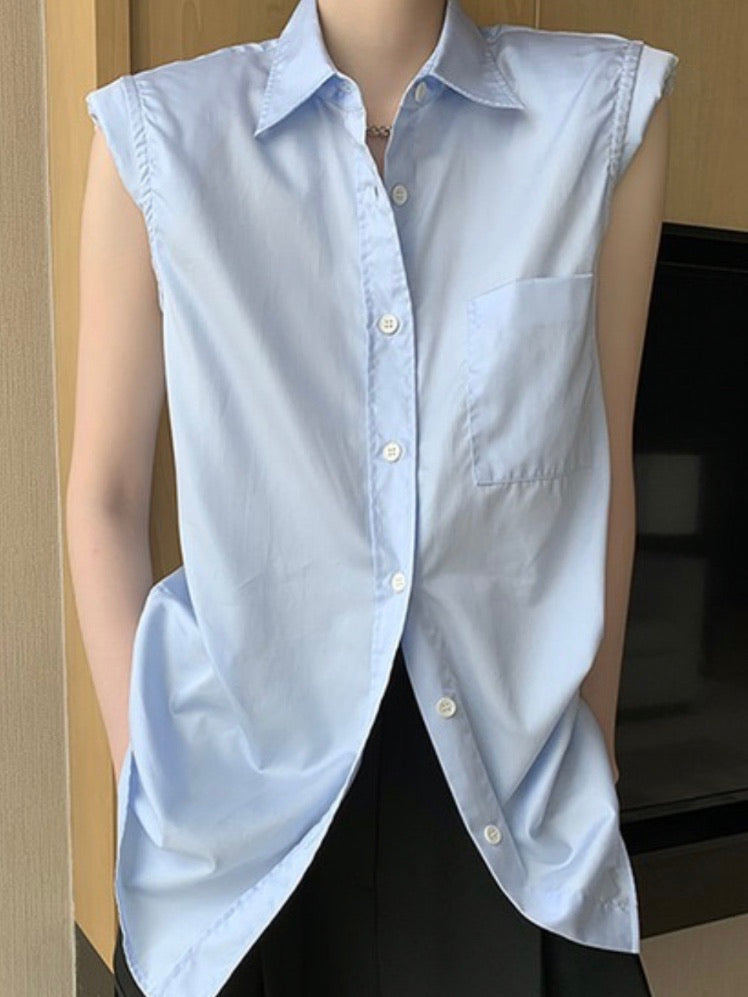 Padded Button Down Blouse