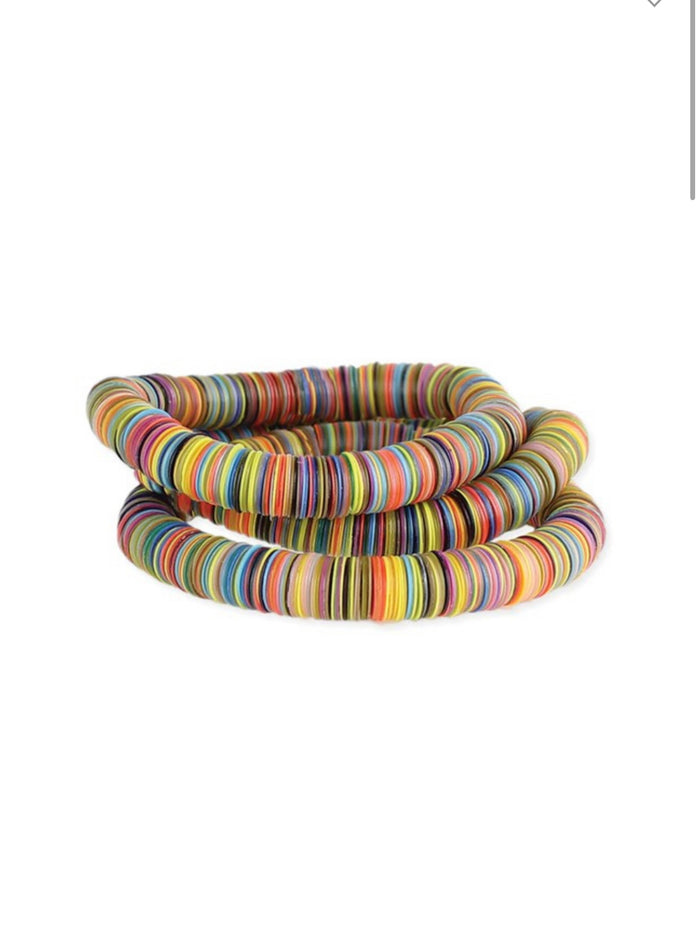 Multicolor Disc Bracelet Set