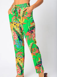 Green Tropical Print Pant