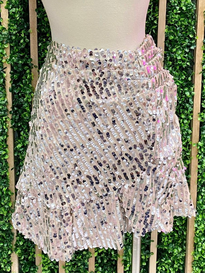 Sequin Ruffled Mini skirt