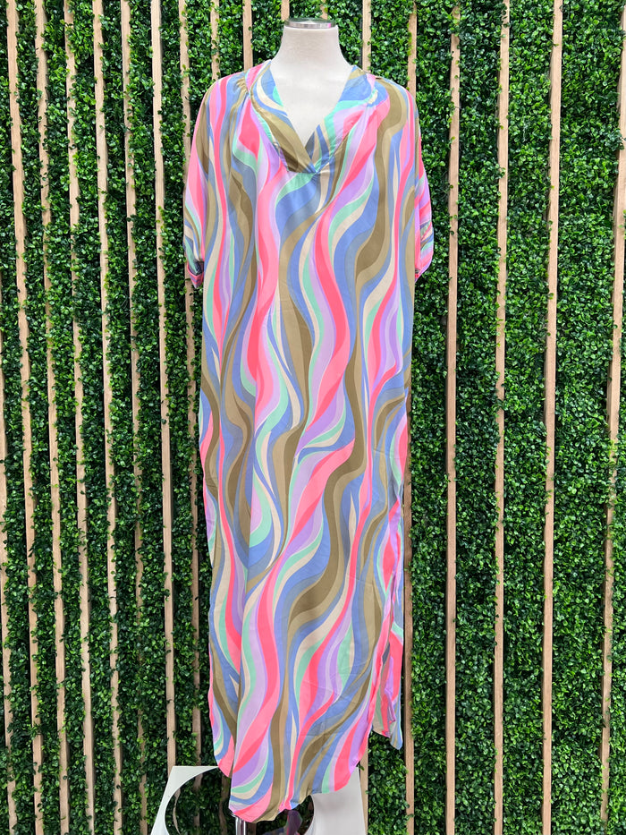 Delicate Blue Neon Pink Maxi