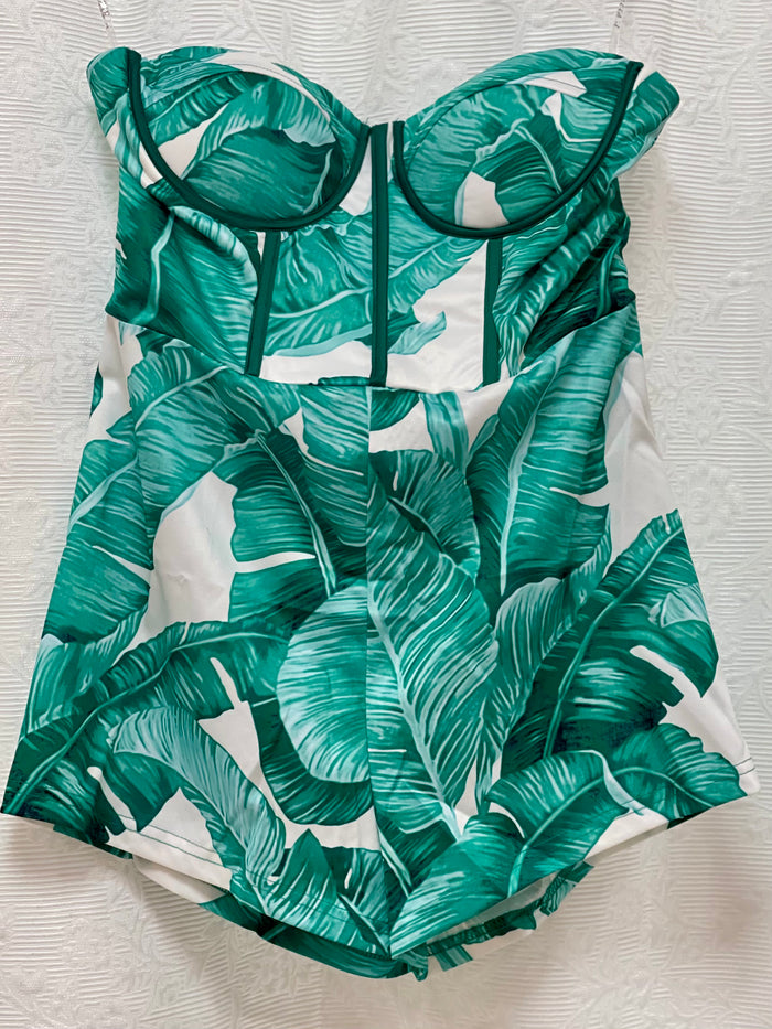 Leaves Strapless Bodysuit Romper