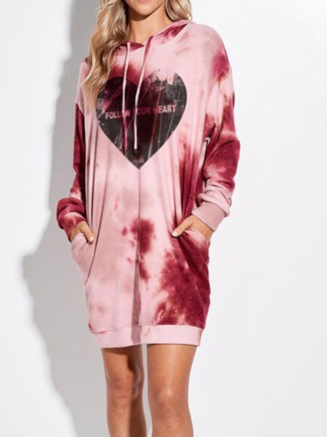 Vintage Heart Hoodie Dress