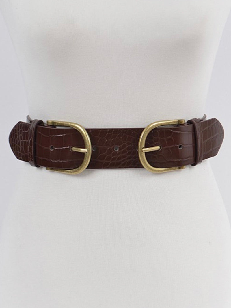 Two Buckle Croc Belt