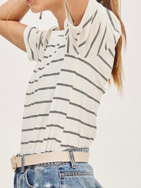 White Stripes Puff Sleeve Tee