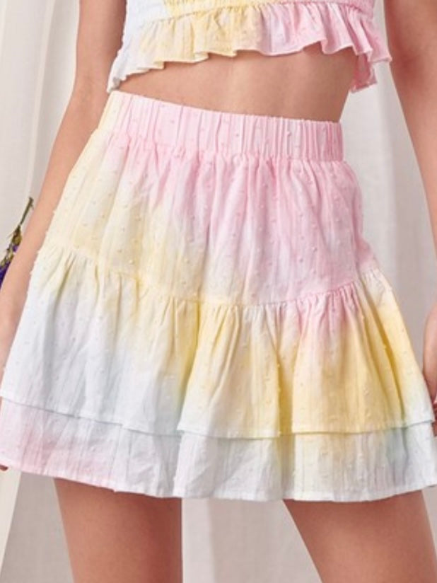 Rainbow Smocked Short Skirt